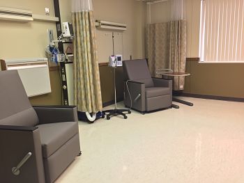 Infusion Room for patients. There is two reclining chairs in the room